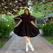 Tiered Shirt Dress - Black *Clearance Sale*