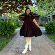 Tiered Shirt Dress - Black *Clearance Sale*