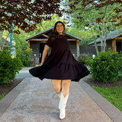 Tiered Shirt Dress - Black *Clearance Sale*