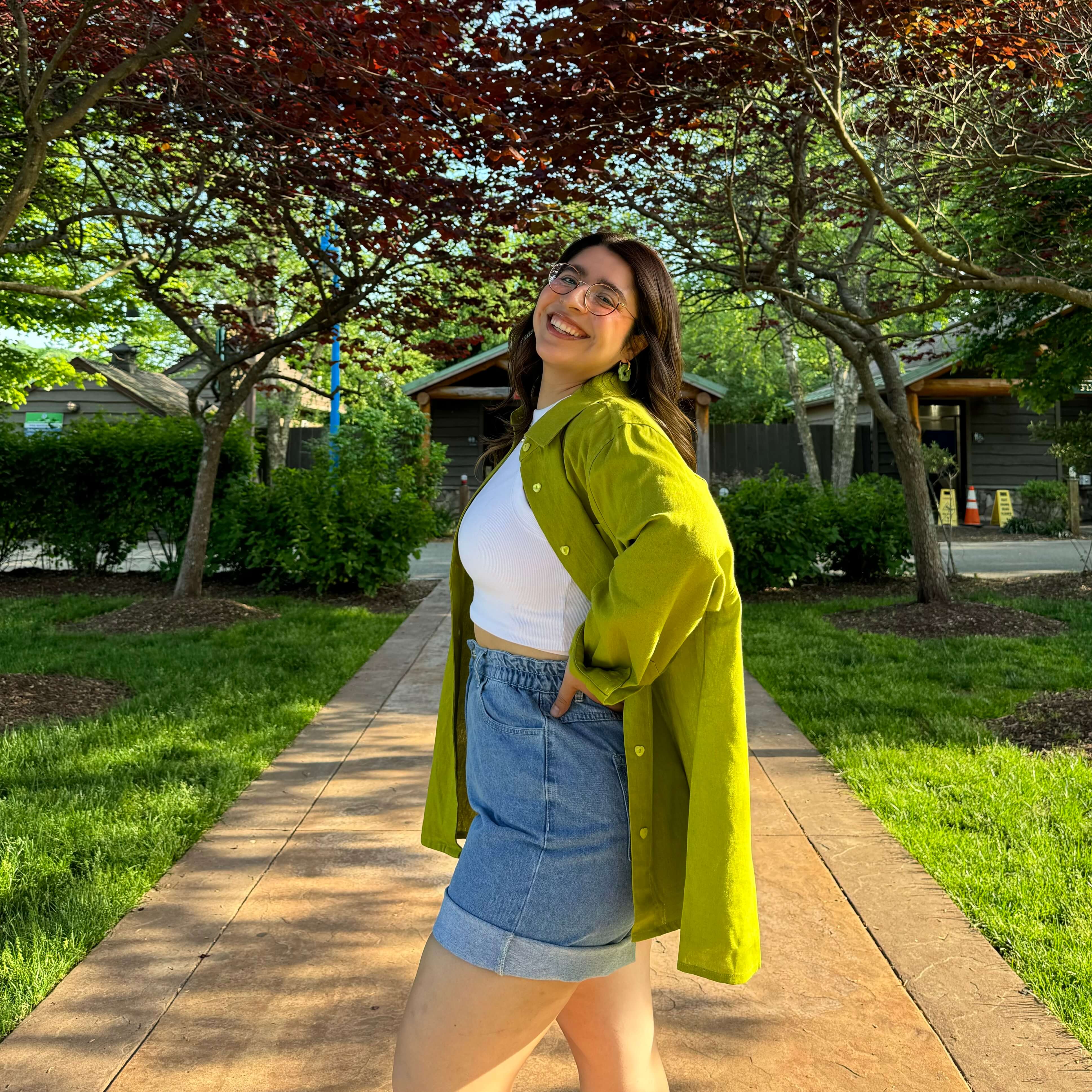 Linen Long-Sleeve Button-Up - Matcha *Clearance Sale*