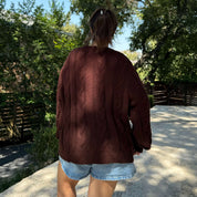 Crewneck Cable-Knit Sweater - Chocolate *Clearance Sale*