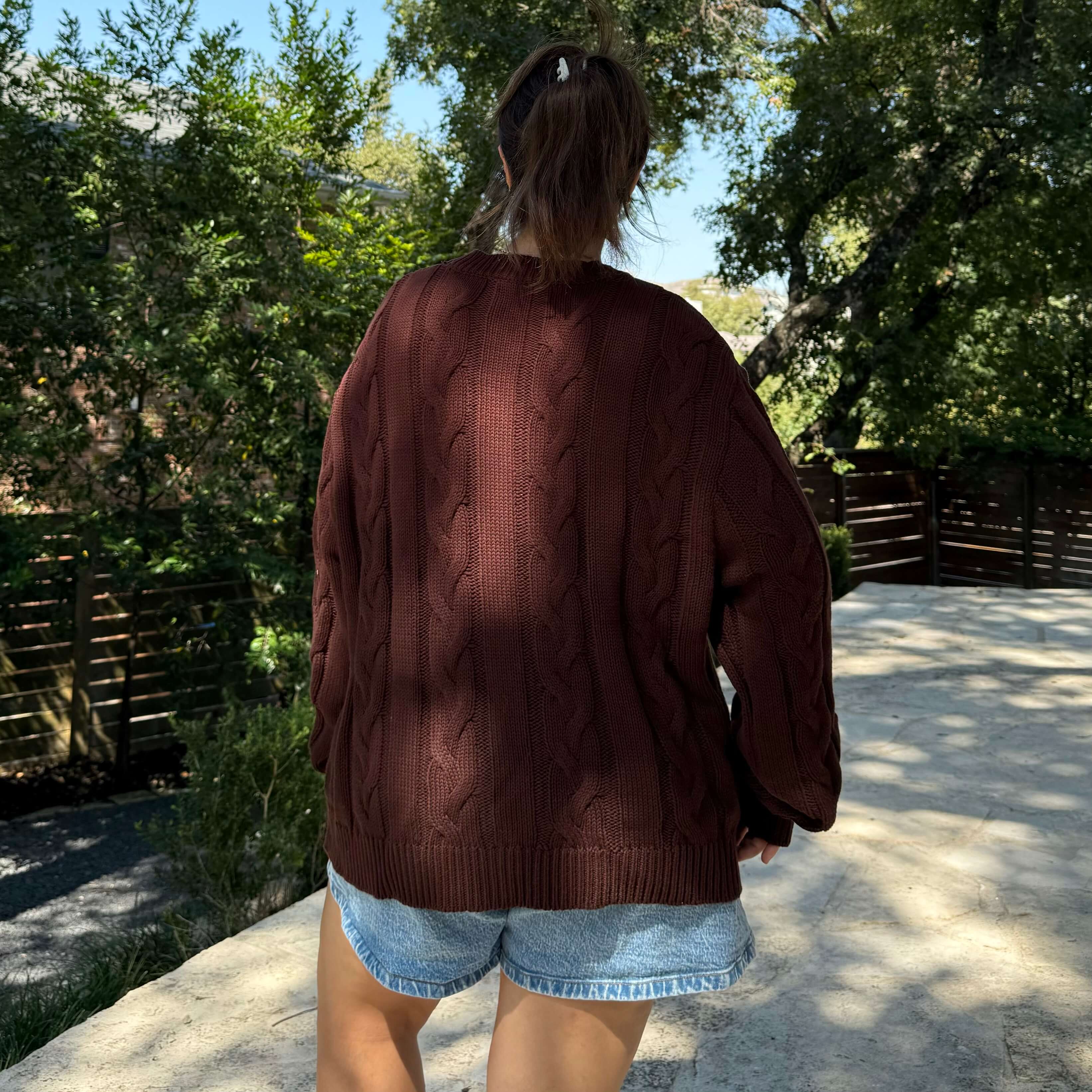 Crewneck Cable-Knit Sweater - Chocolate *Clearance Sale*