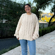 Crewneck Cable-Knit Sweater - Cream *Clearance Sale*