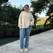 Crewneck Cable-Knit Sweater - Cream *Clearance Sale*