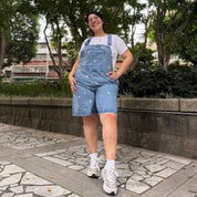 Denim Overall Shorts - Light Wash with Daisies *Clearance Sale*