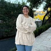 Crewneck Cable-Knit Sweater - Cream *Clearance Sale*