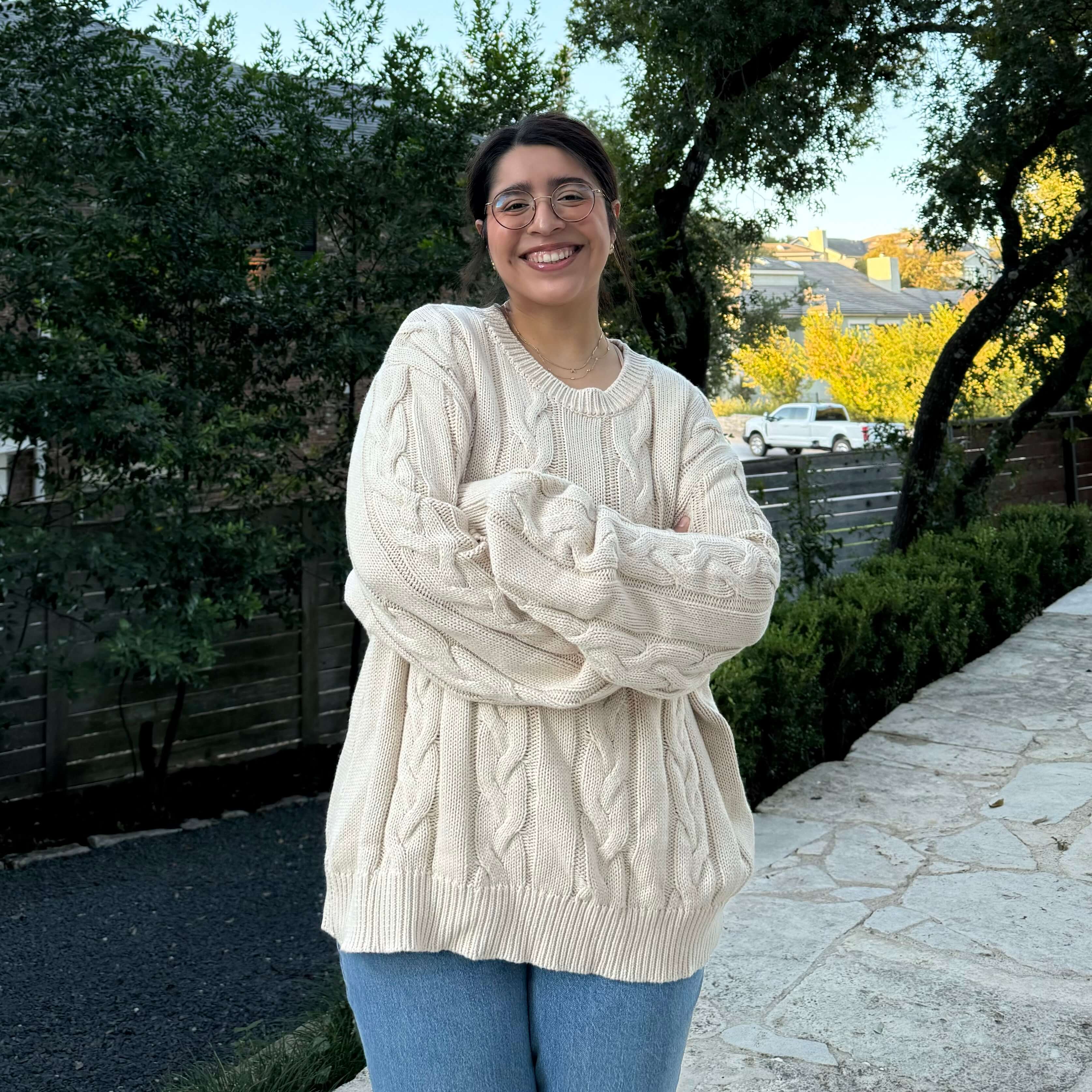 Crewneck Cable-Knit Sweater - Cream *Clearance Sale*