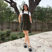 Corduroy Overall Dress - Olive *Clearance Sale*