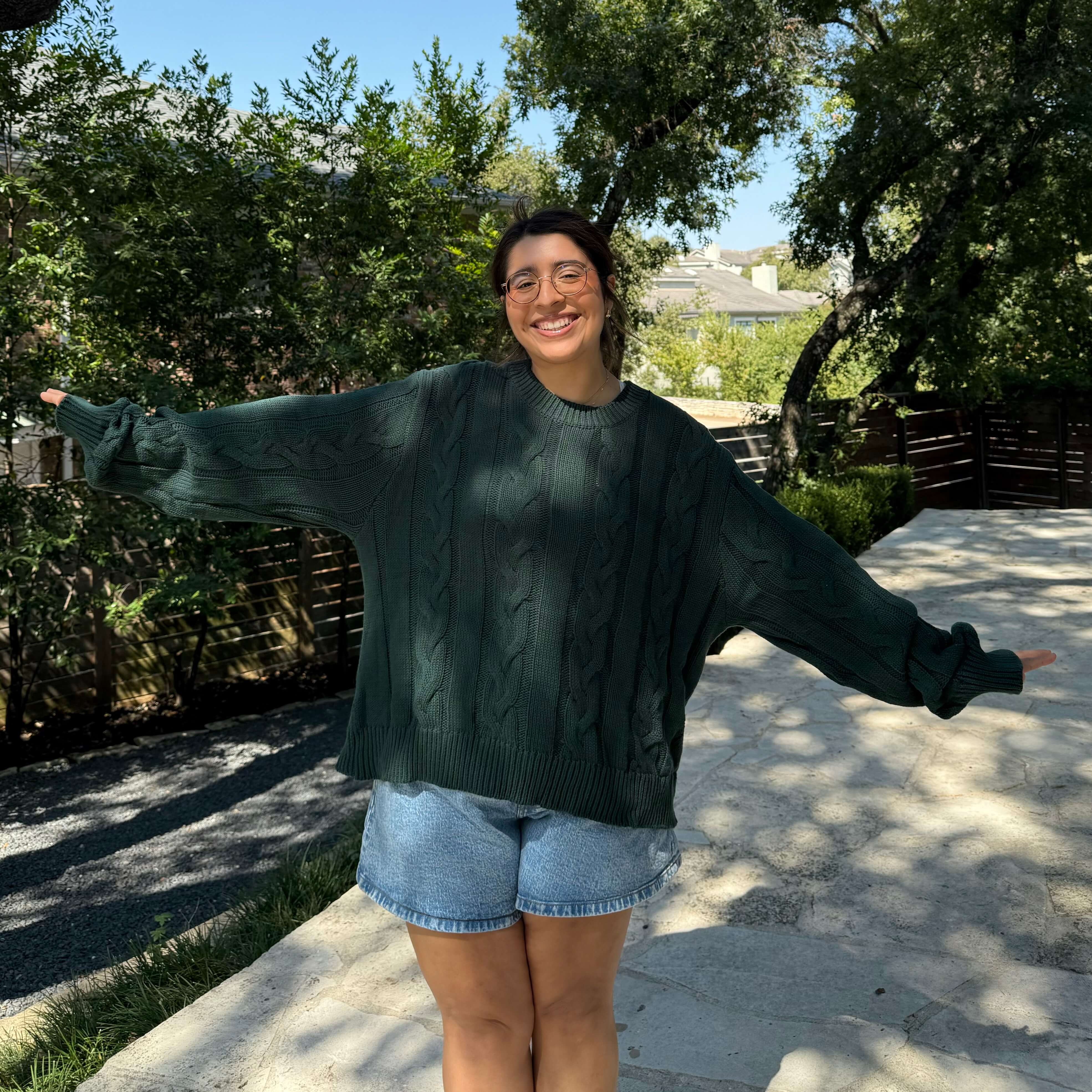 Crewneck Cable-Knit Sweater - Pine *Clearance Sale*