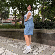 Denim Overall Shorts - Light Wash with Daisies *Clearance Sale*