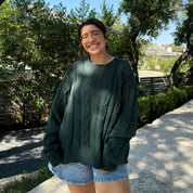 Crewneck Cable-Knit Sweater - Pine *Clearance Sale*