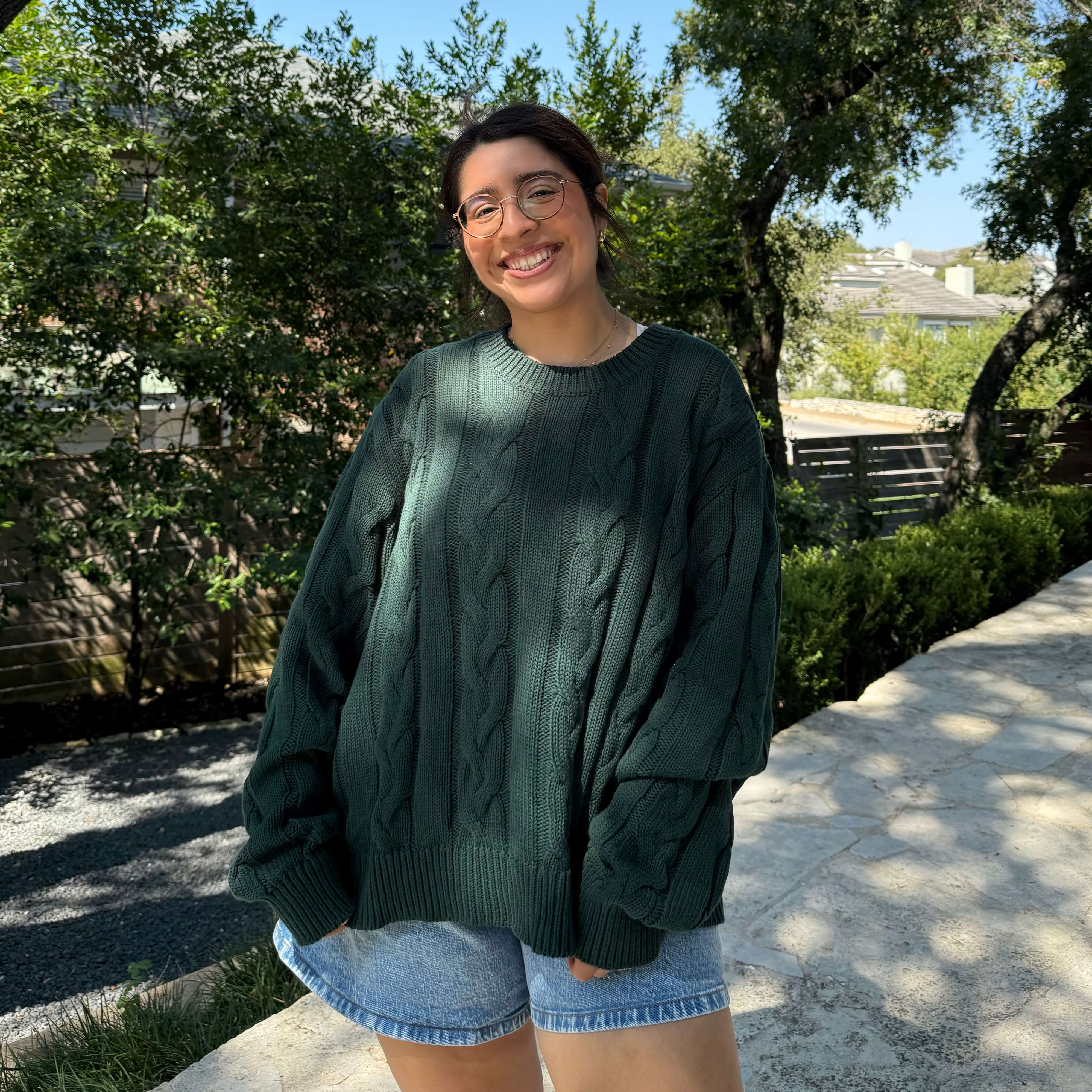 Crewneck Cable-Knit Sweater - Pine *Clearance Sale*