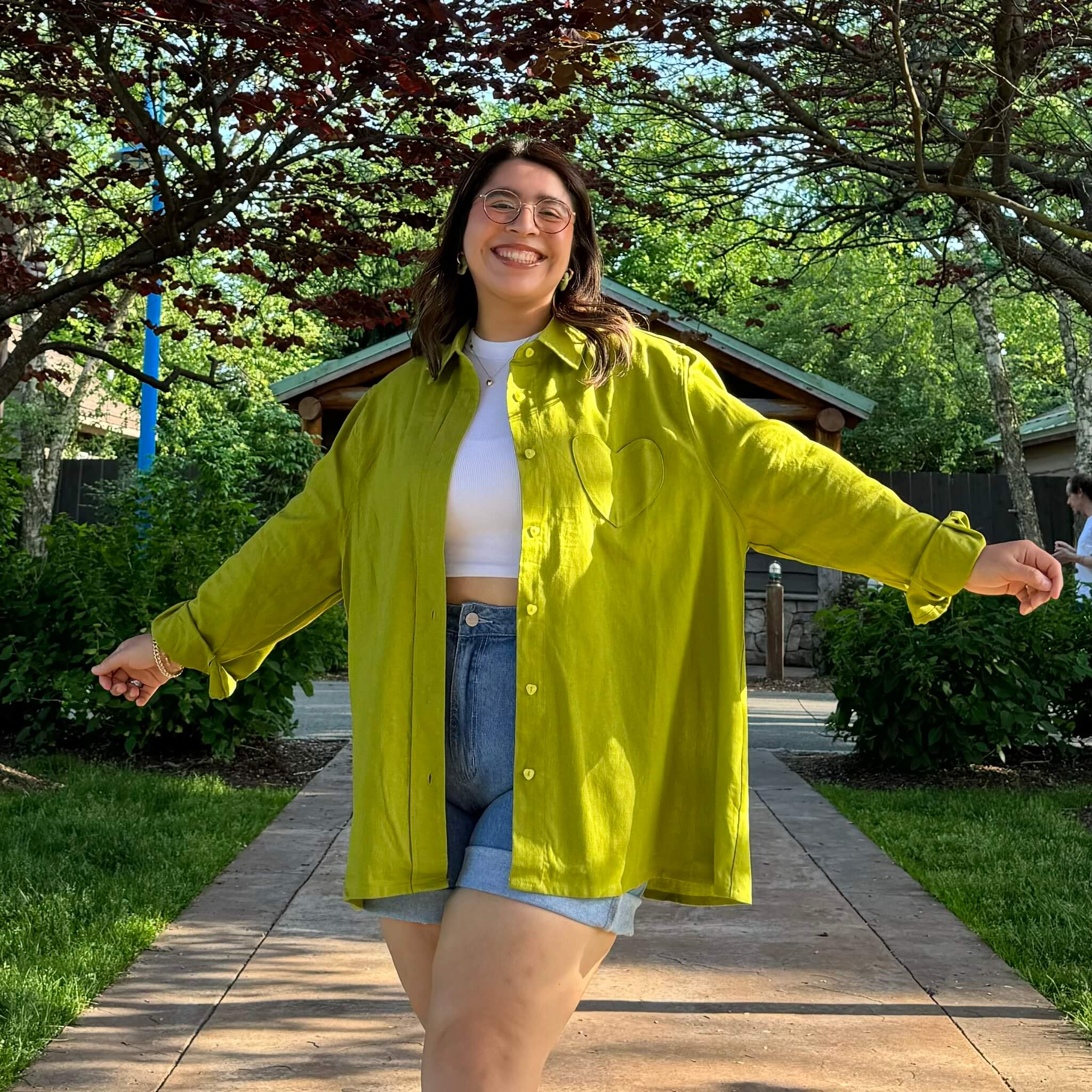 Linen Long-Sleeve Button-Up - Matcha *Clearance Sale*