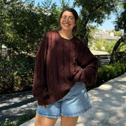 Crewneck Cable-Knit Sweater - Chocolate *Clearance Sale*