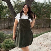 Corduroy Overall Dress - Olive *Clearance Sale*