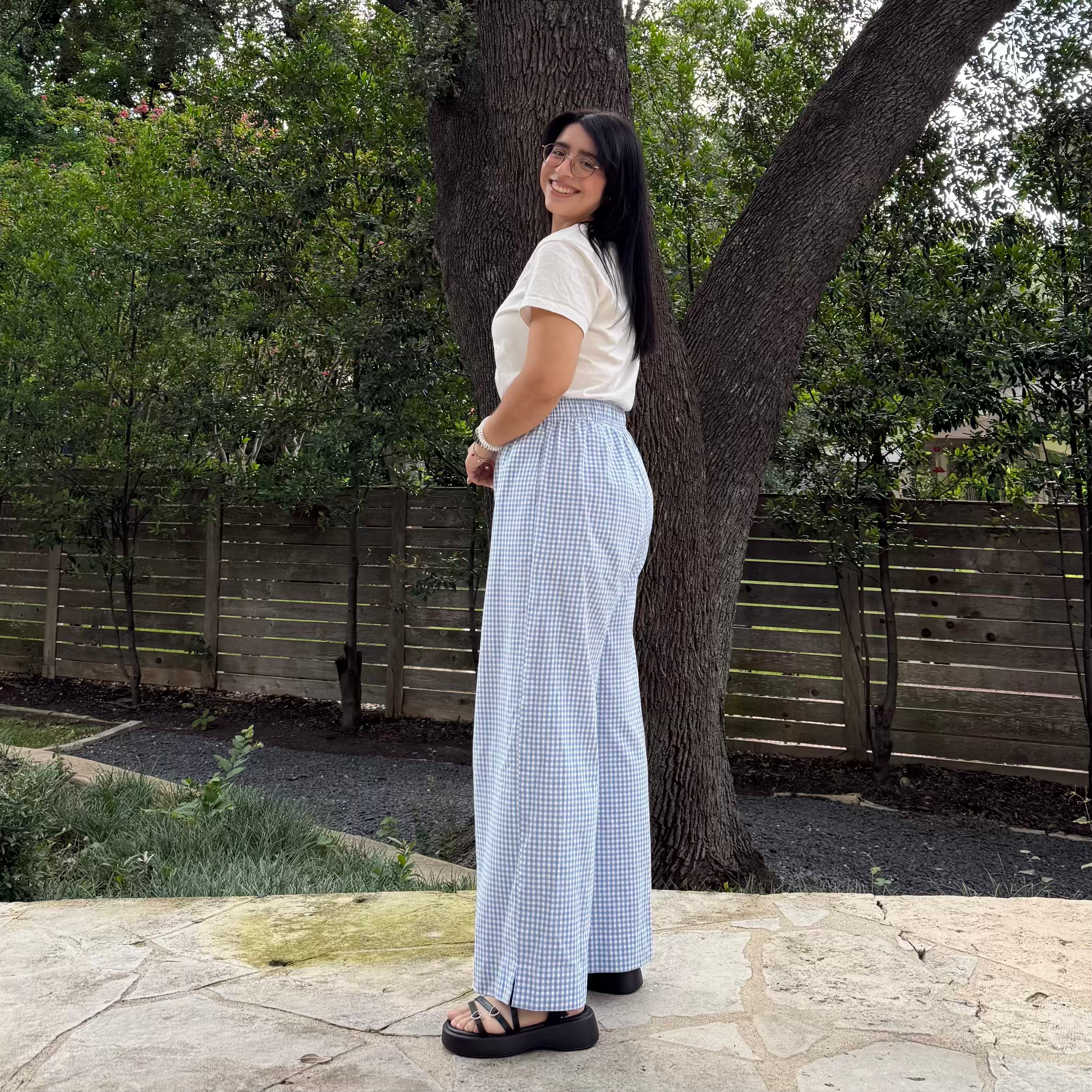 28" Inseam Picnic Pants - Blue Gingham *Clearance Sale*