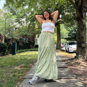 Gingham Long Skirt - Matcha