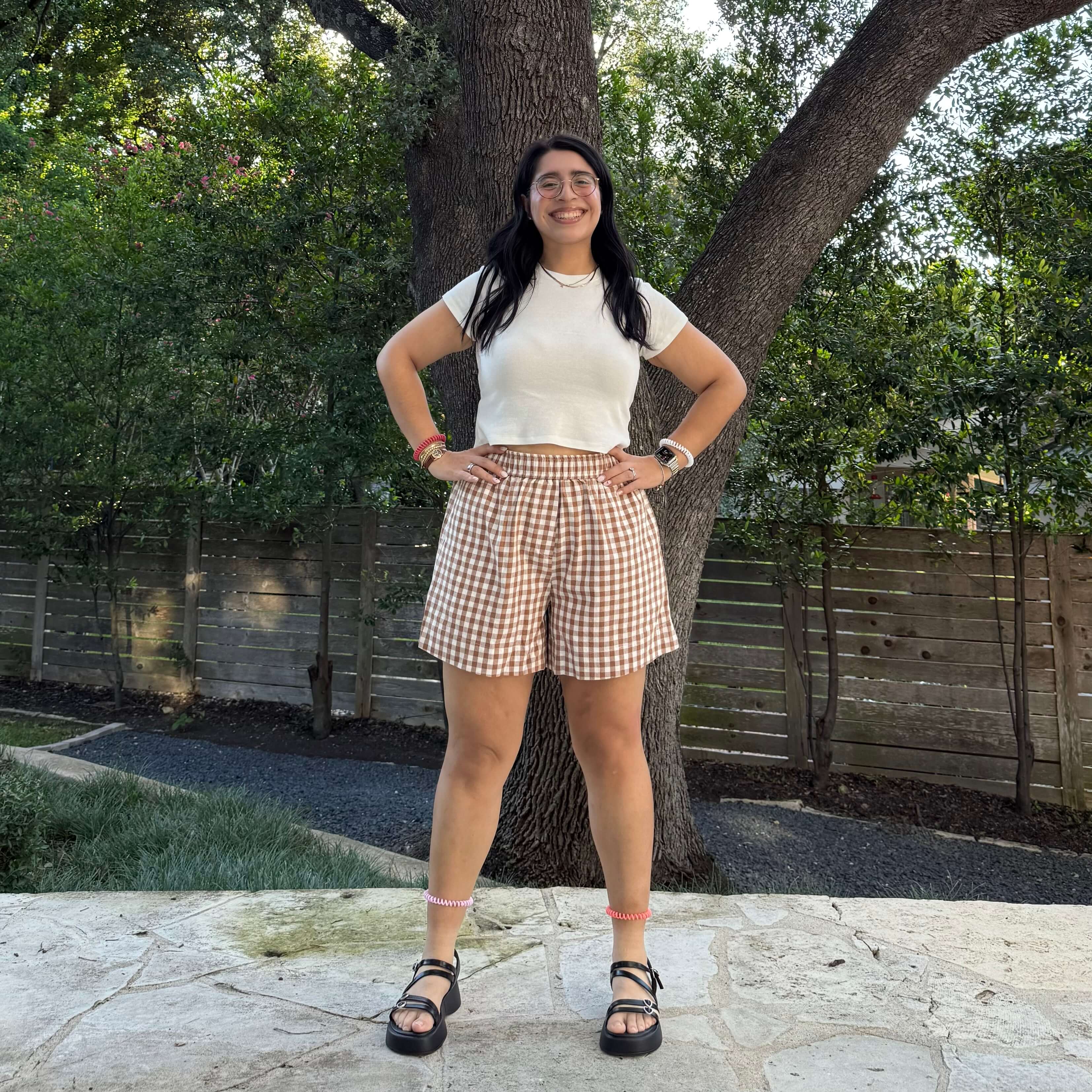 Summer Gingham Shorts - Chestnut