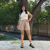 Summer Gingham Shorts - Chestnut