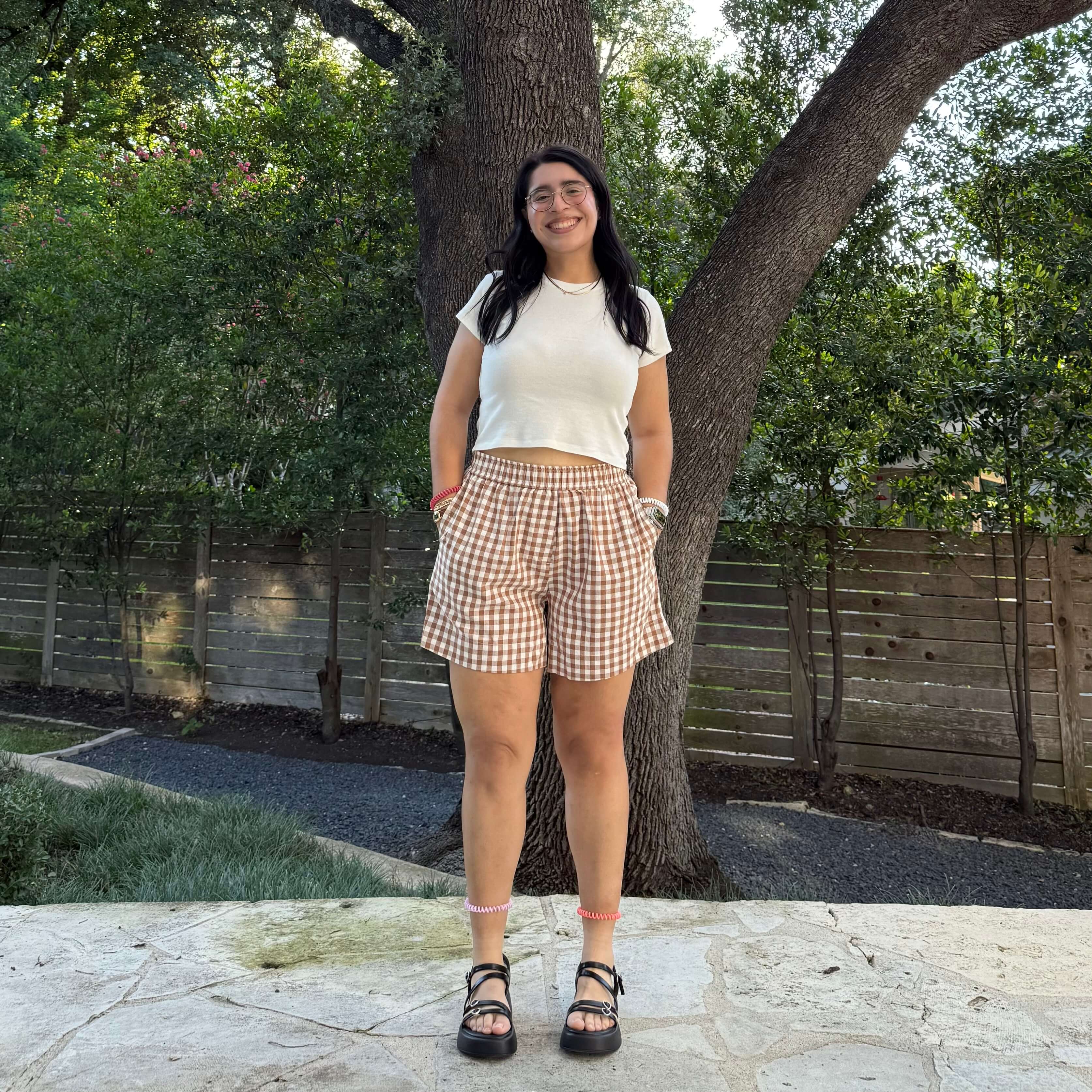 Summer Gingham Shorts - Chestnut