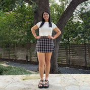 Plaid Mini Skirt - Black/White