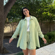 Lightweight Long-Sleeve Button-Up - Celery