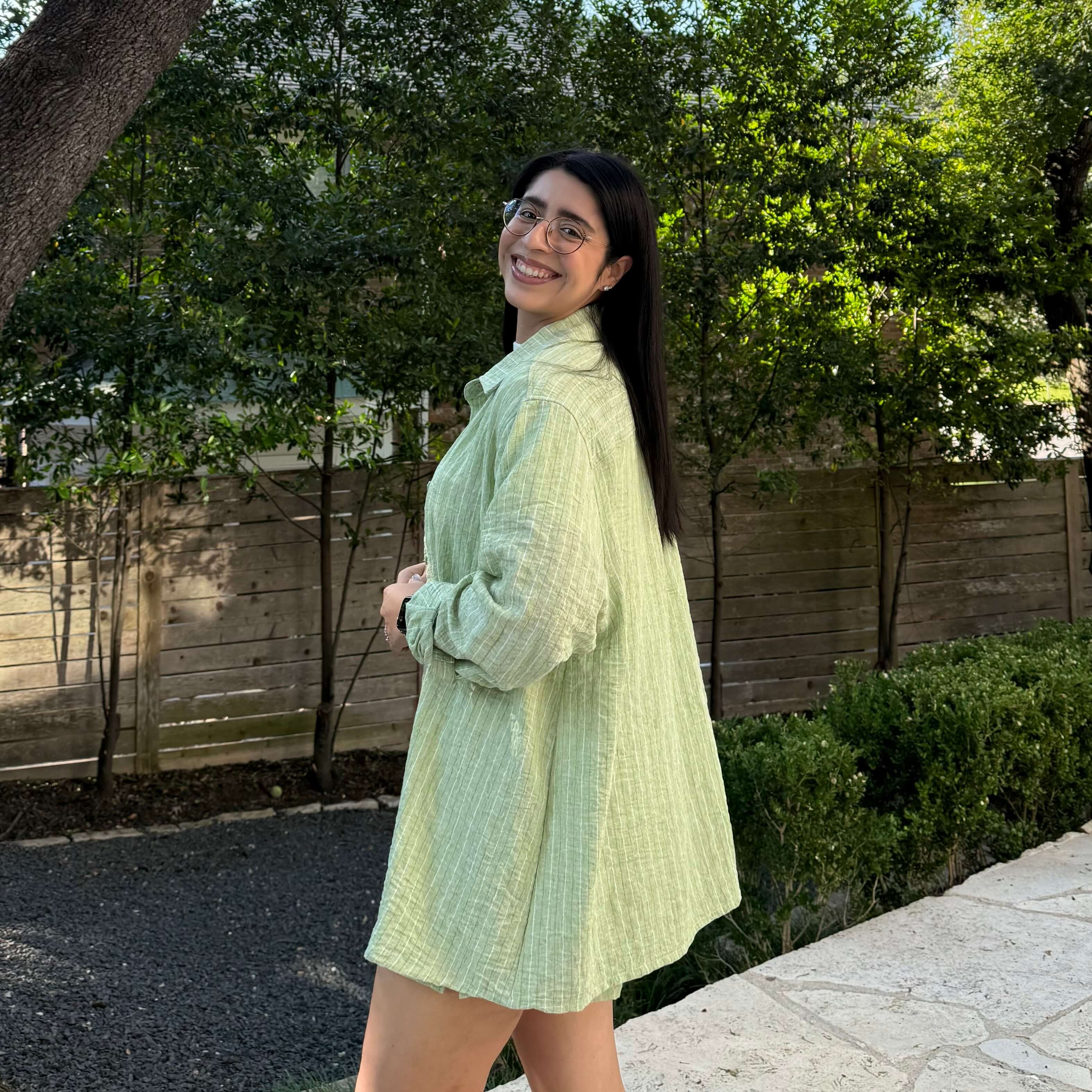 Lightweight Long-Sleeve Button-Up - Celery