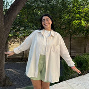 Lightweight Long-Sleeve Button-Up - Beige