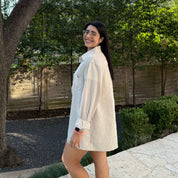 Lightweight Long-Sleeve Button-Up - Beige