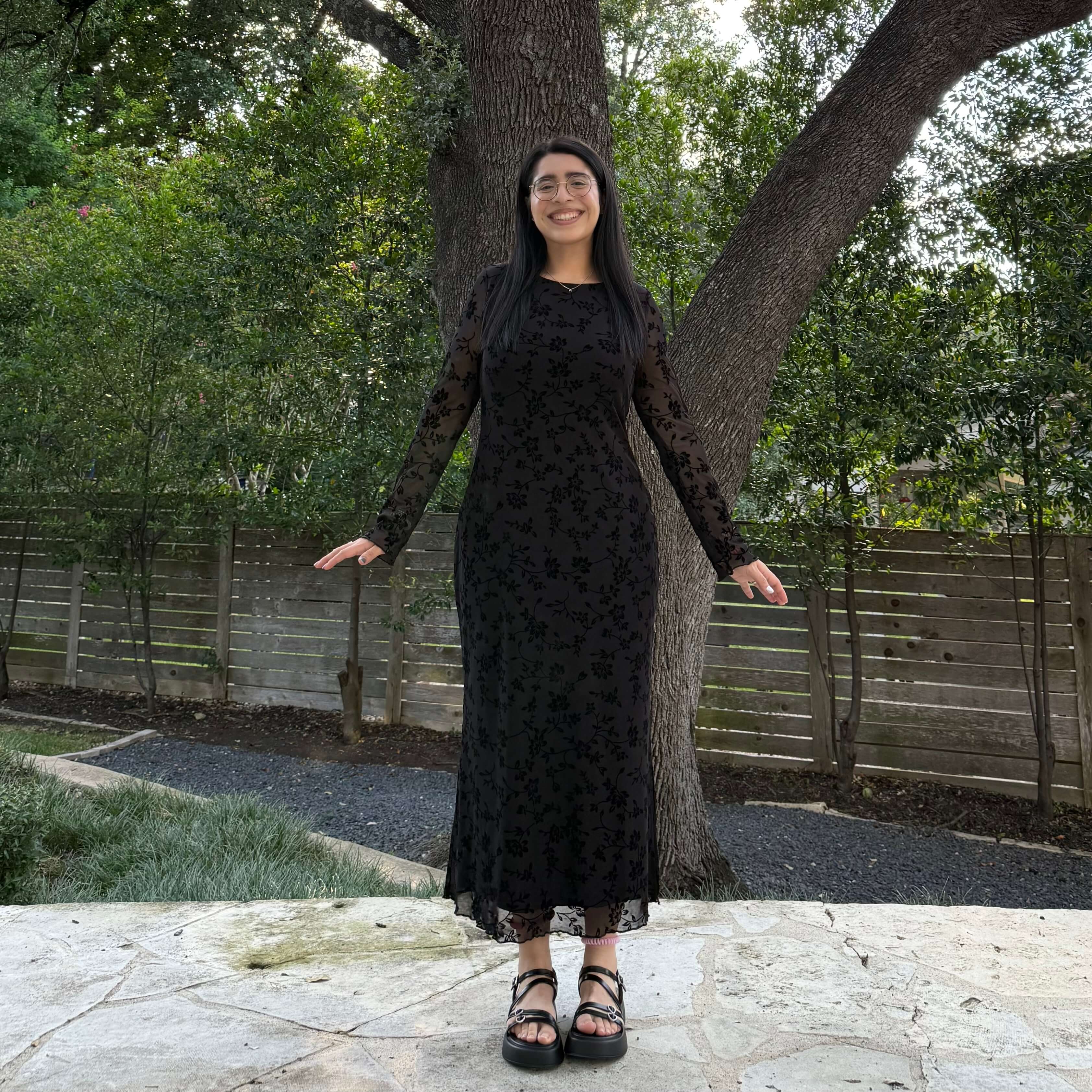 Long-Sleeve Muse Dress - Black Floral *Clearance Sale*