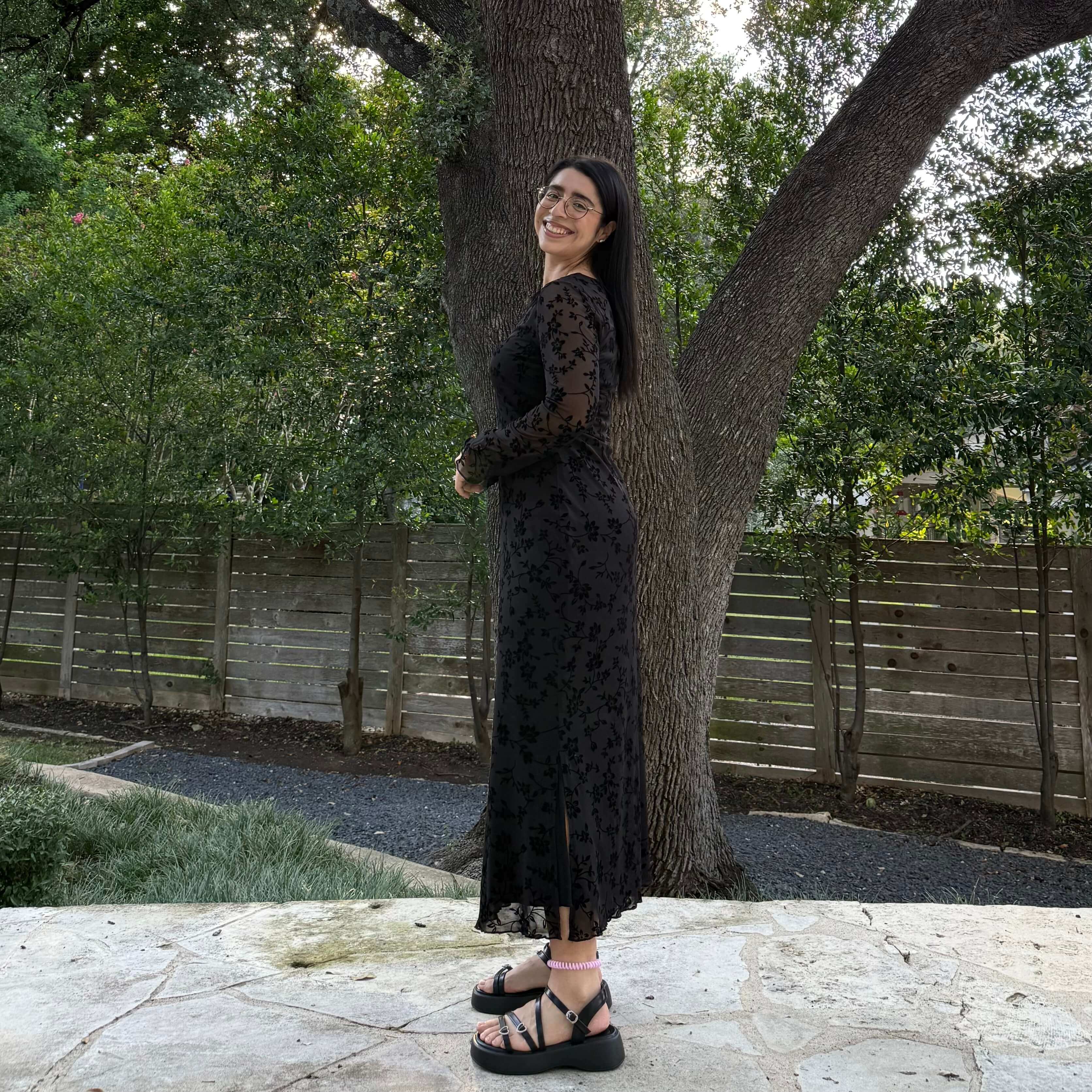 Long-Sleeve Muse Dress - Black Floral *Clearance Sale*