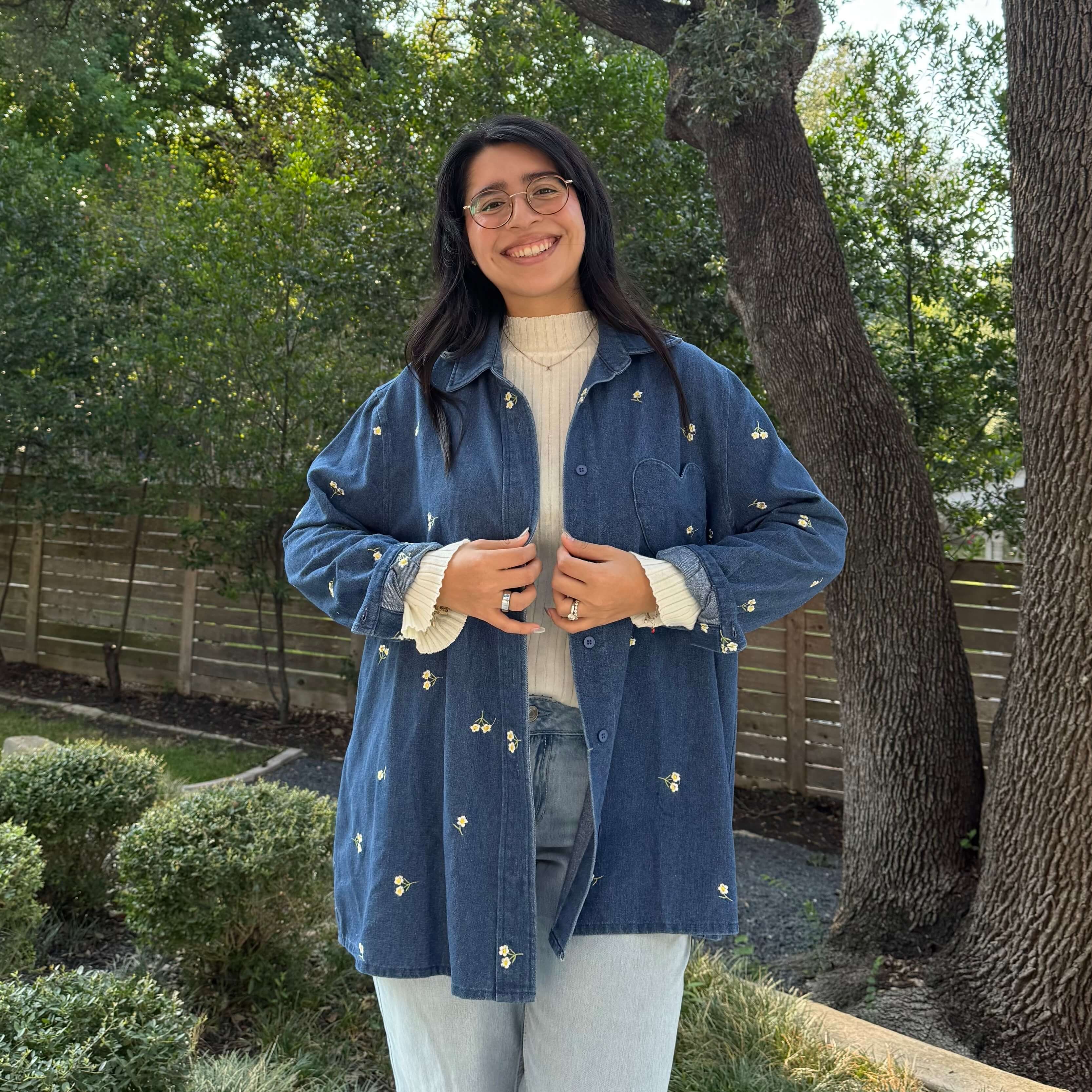 Denim Long-Sleeve Button-Up - Daisy *Clearance Sale*