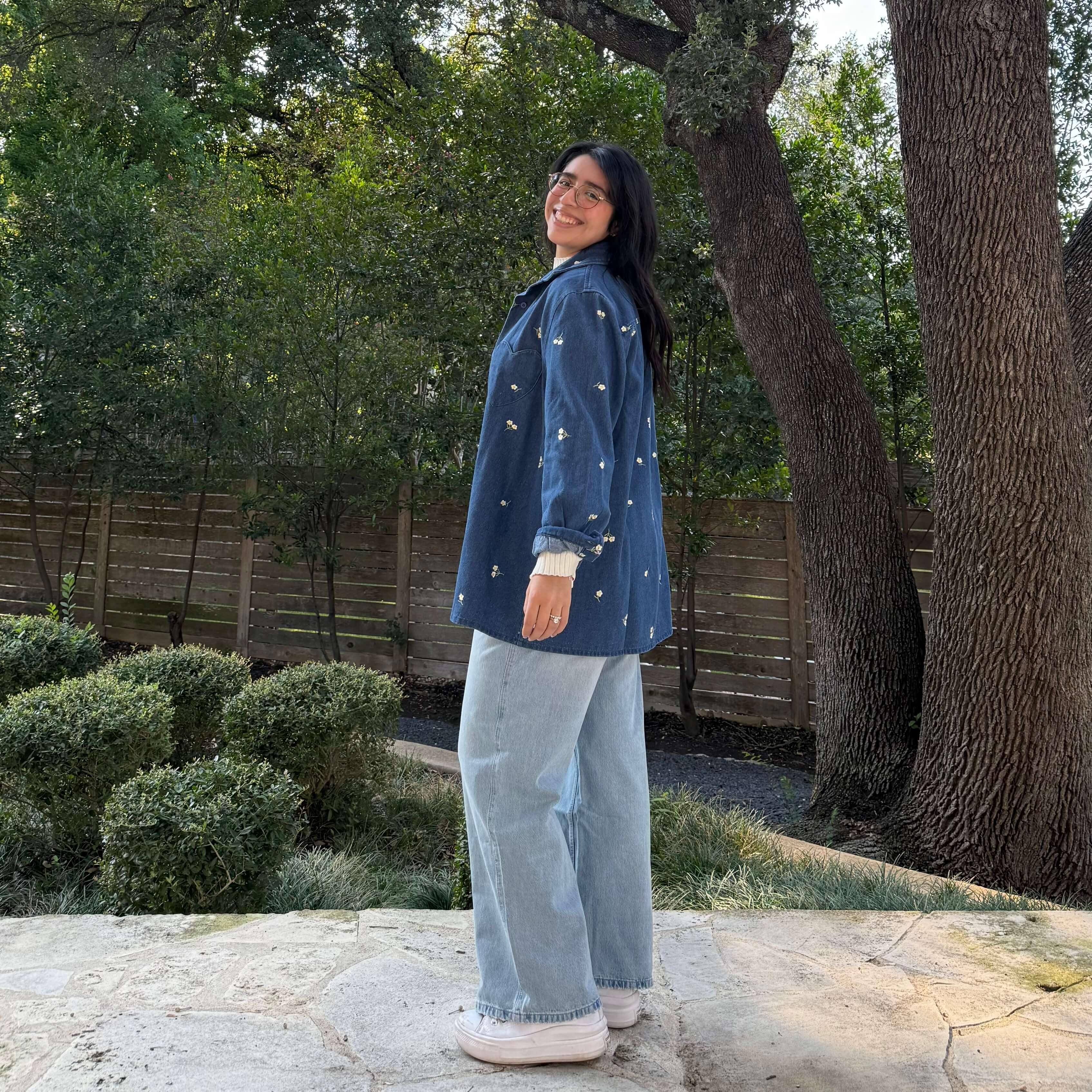 Denim Long-Sleeve Button-Up - Daisy *Clearance Sale*