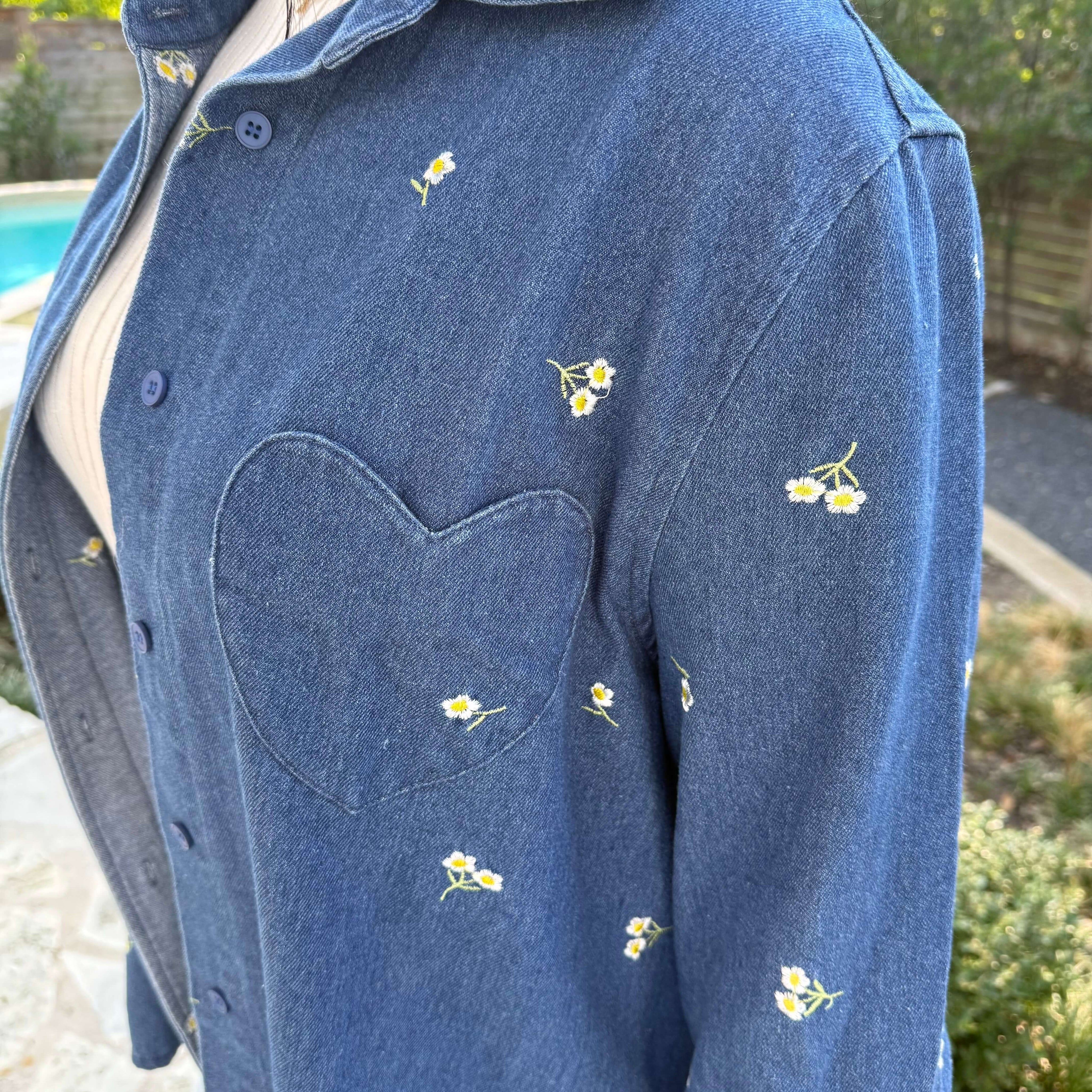 Denim Long-Sleeve Button-Up - Daisy *Clearance Sale*