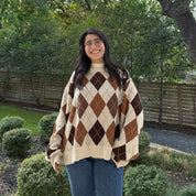 Argyle Oversized Sweater - Cream *Clearance Sale*