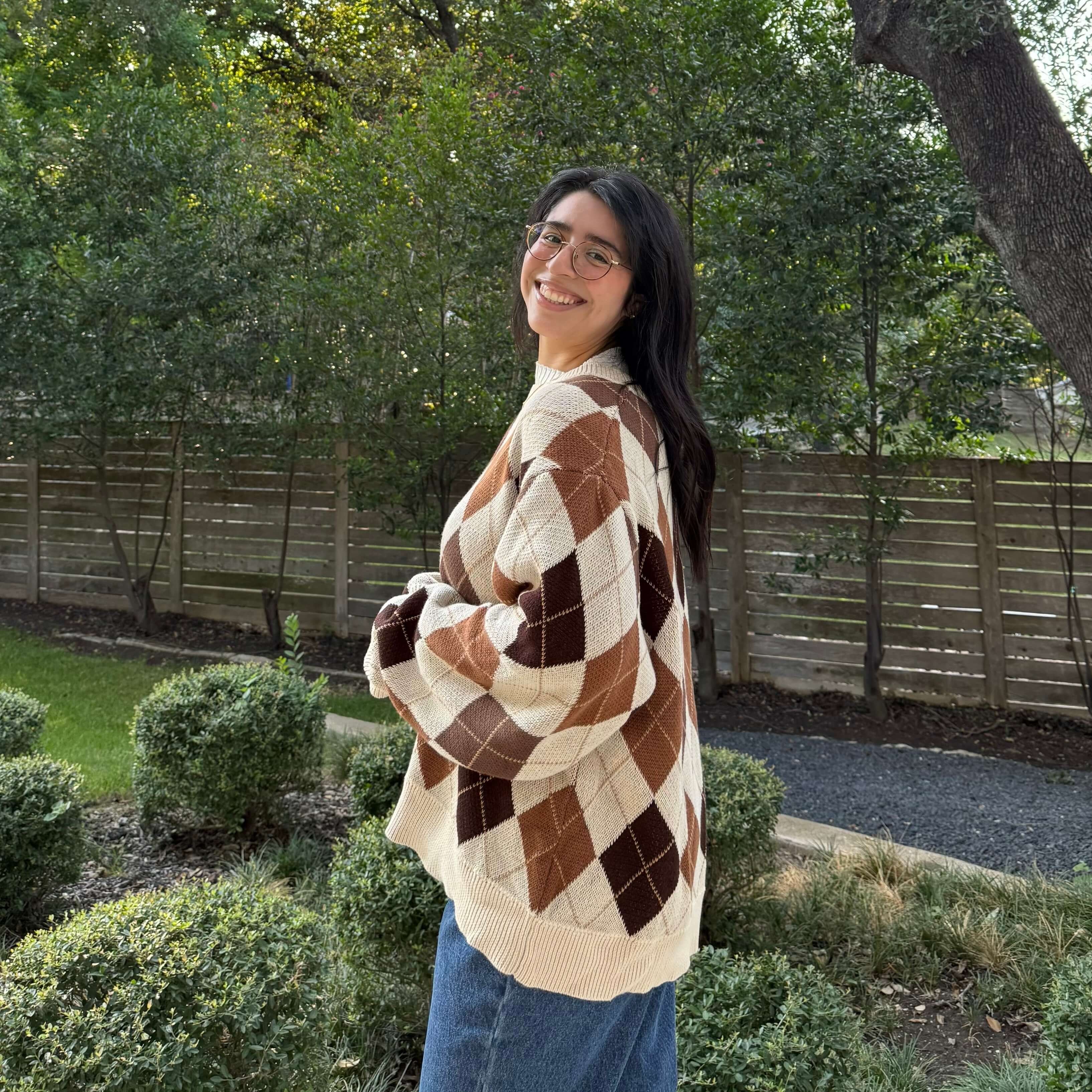 Argyle Oversized Sweater - Cream *Clearance Sale*