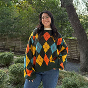 Argyle Oversized Sweater - Green *Clearance Sale*