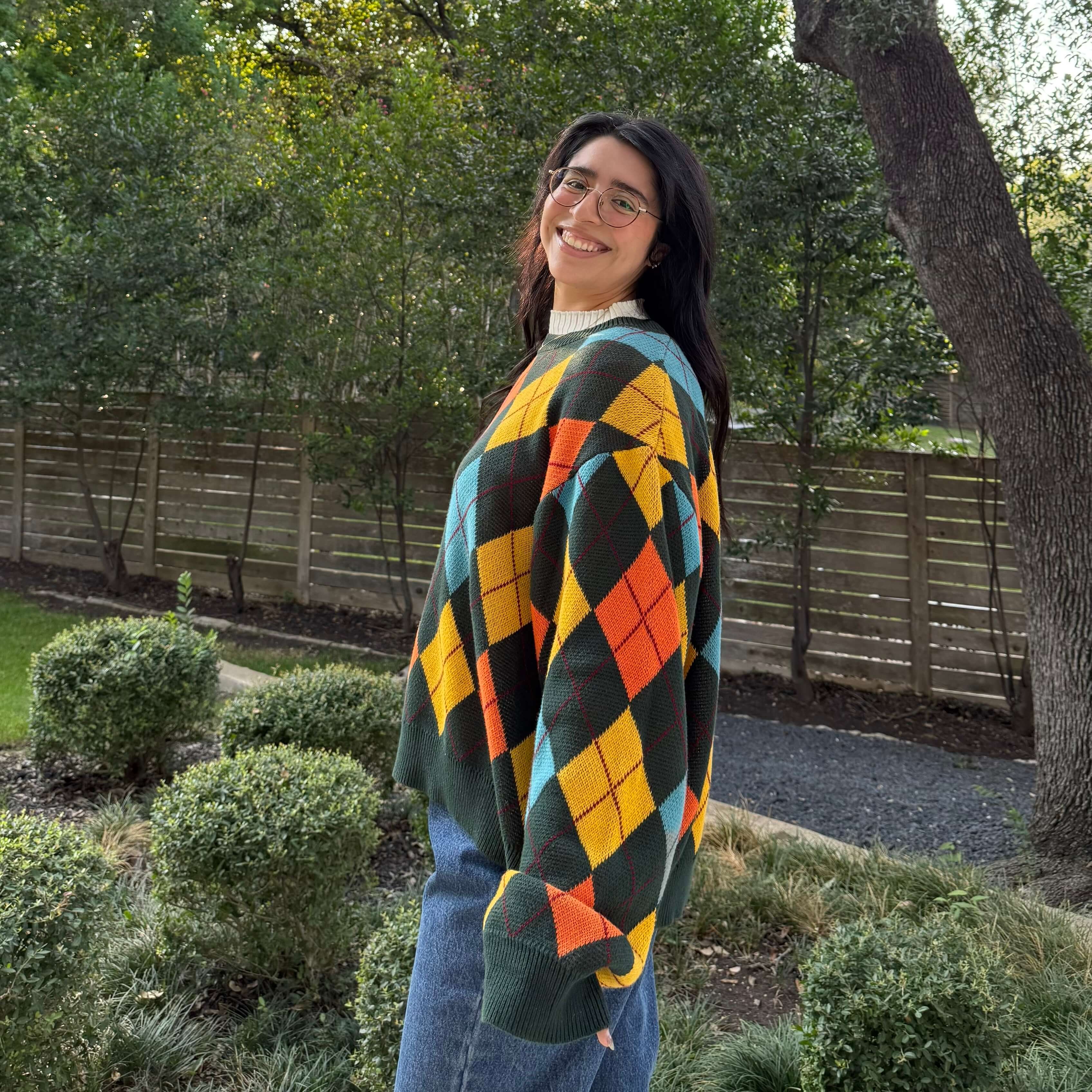 Argyle Oversized Sweater - Green *Clearance Sale*
