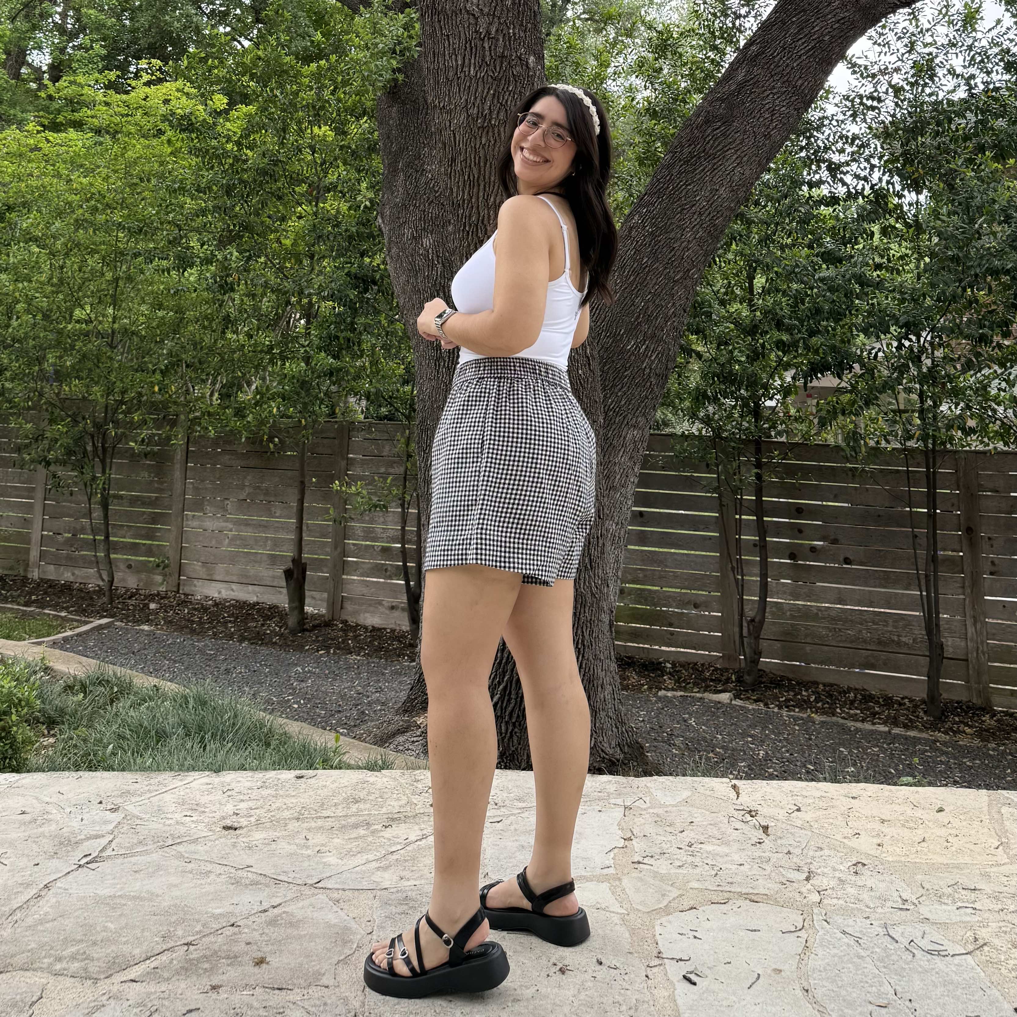 Summer Gingham Shorts - Black