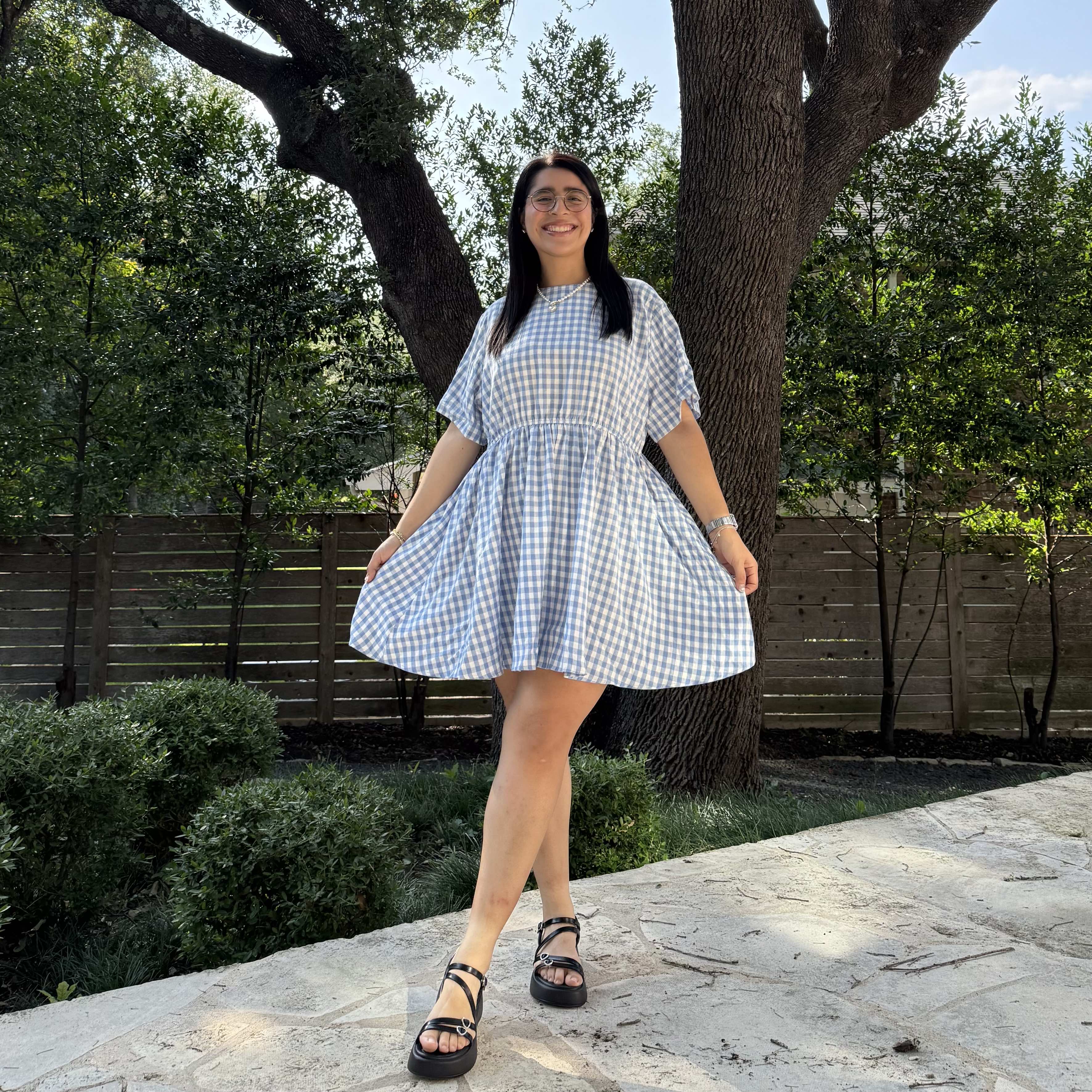 Gingham Dress - Sky