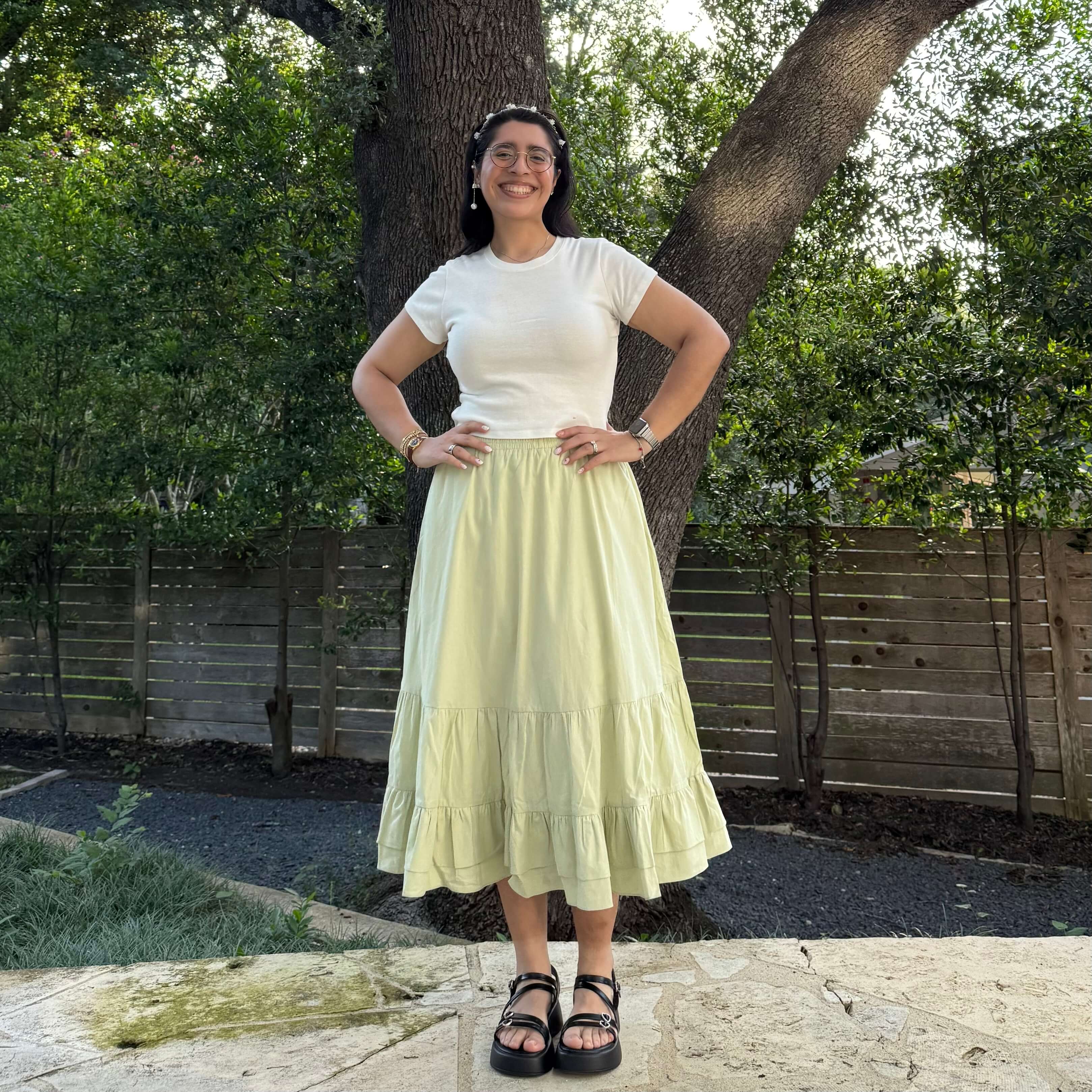 Spring Flowy Skirt - Matcha