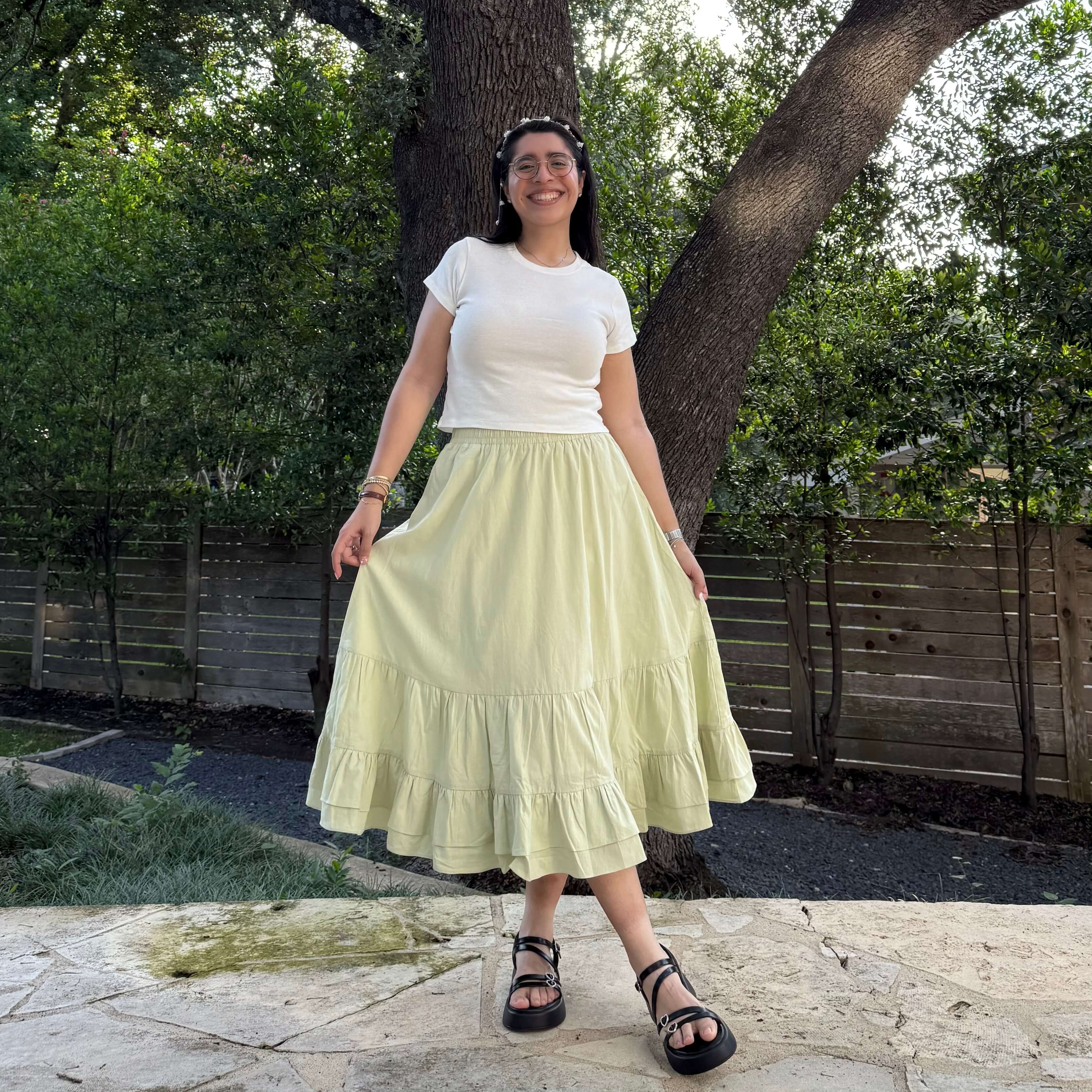 Spring Flowy Skirt - Matcha