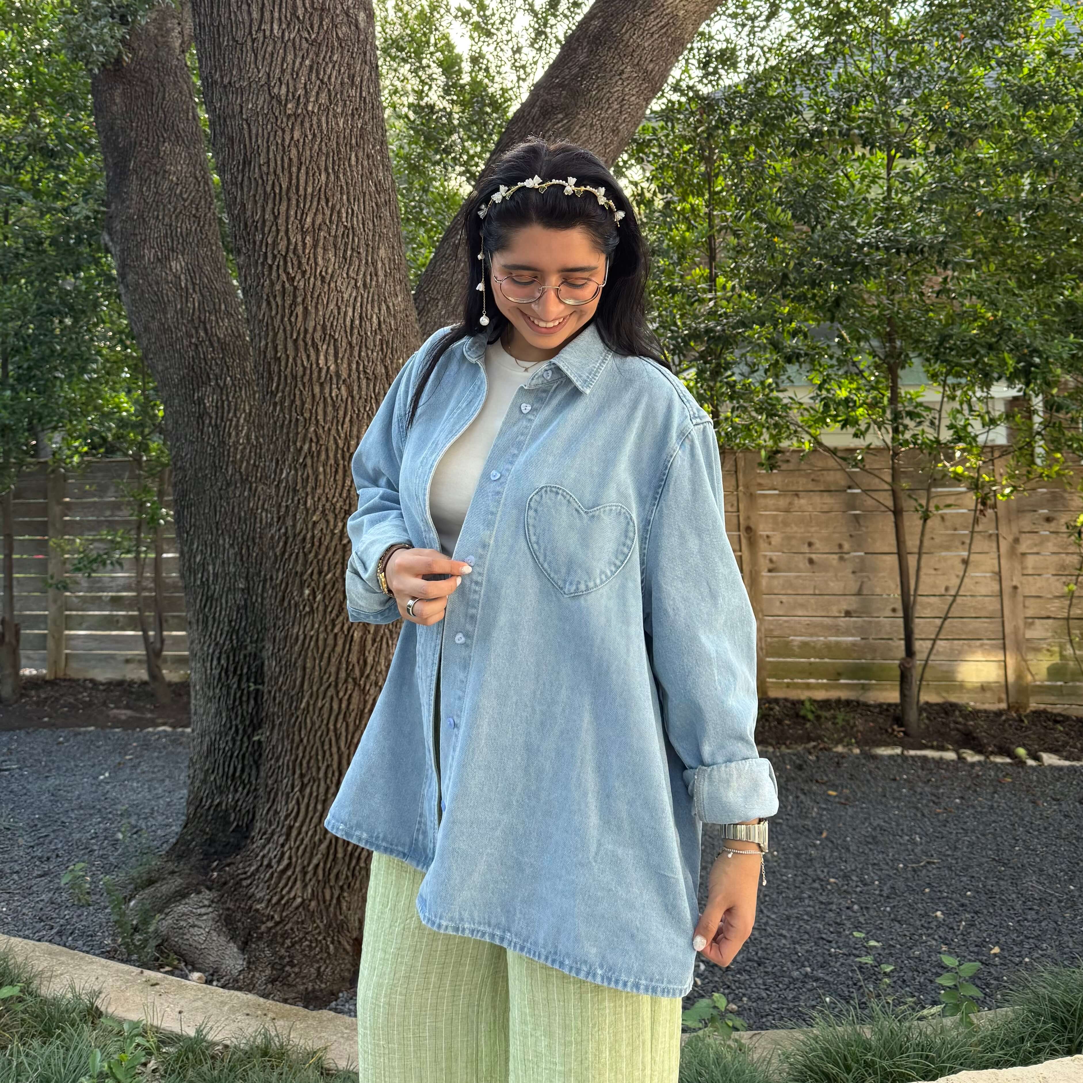 Denim Long-Sleeve Button-Up - Light Wash