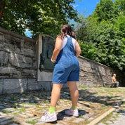 Denim Overall Shorts - Light Wash